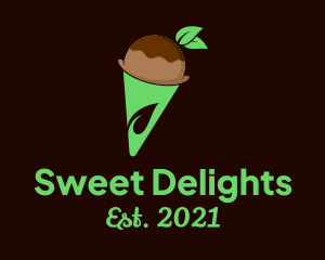 Organic Chocolate Ice Cream Cone logo design