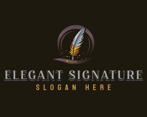 Writing Quill Feather logo design