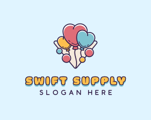 Heart Balloons Party logo design