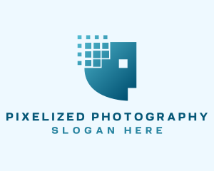 Artificial Intelligence Pixel Head logo design