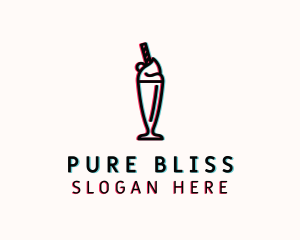 Glitch Milkshake Dessert  logo design