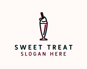 Glitch Milkshake Dessert  logo design