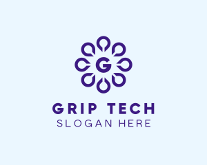 Digital Drop Flower Tech logo design