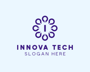 Digital Drop Flower Tech logo design