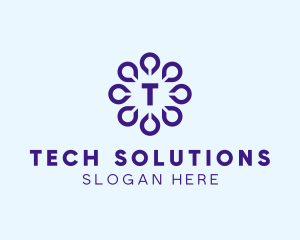 Digital Drop Flower Tech logo design