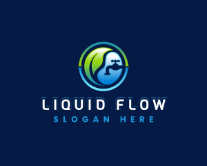 Leaf Water Faucet Plumbing logo design