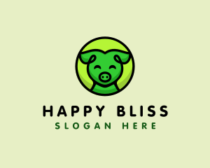 Happy Pig  Animal logo design
