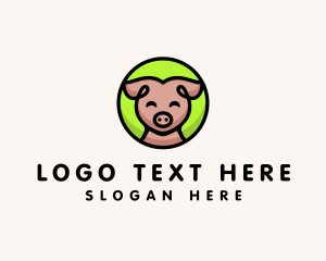 Happy Pig  Animal Logo
