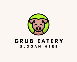 Happy Pig  Animal logo design