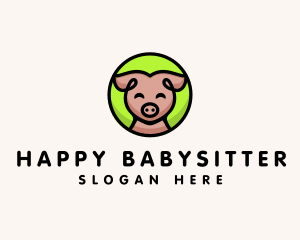 Happy Pig  Animal logo design