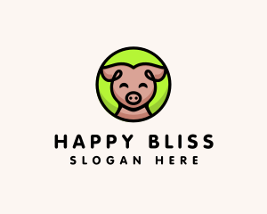 Happy Pig  Animal logo design