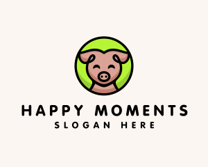 Happy Pig  Animal logo design