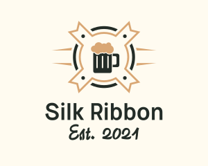 Beer Mug Ribbon Badge logo design