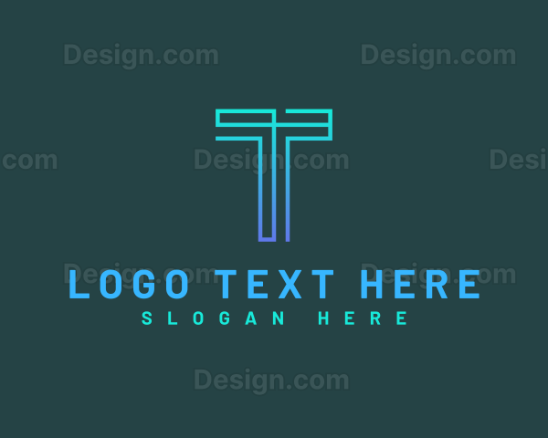 Modern Geometric Line Letter T Logo