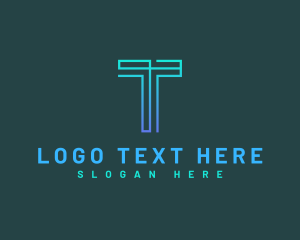 Modern Geometric Line Letter T logo