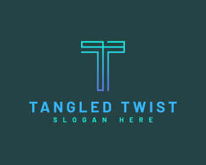 Modern Geometric Line Letter T logo design