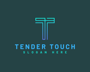 Modern Geometric Line Letter T logo design