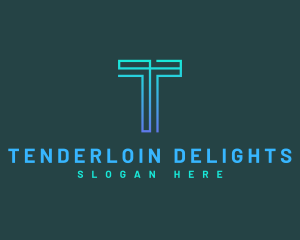 Modern Geometric Line Letter T logo design