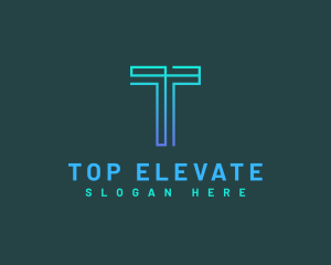 Modern Geometric Line Letter T logo design