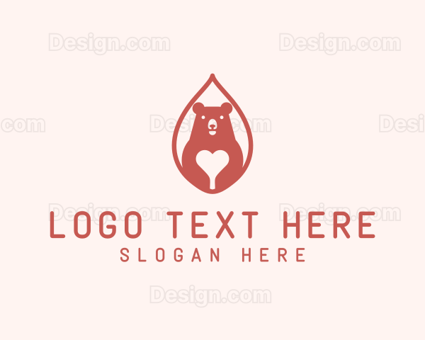 Heart Bear Animal Logo