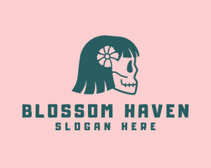 Girl Calavera Skull logo design