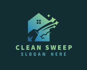 Clean Housekeeping Broom logo design