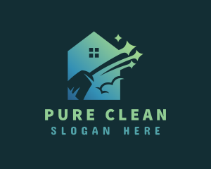 Clean Housekeeping Broom logo design