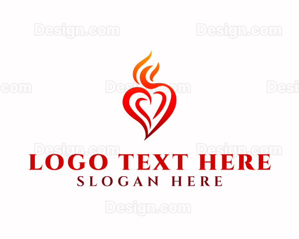 Flaming Heart Torch Logo