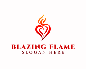 Flaming Heart Torch logo design