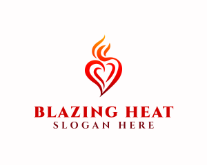 Flaming Heart Torch logo design