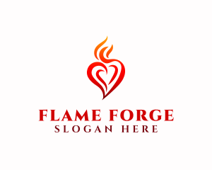 Flaming Heart Torch logo design