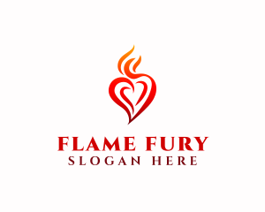 Flaming Heart Torch logo design