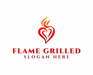 Flaming Heart Torch logo design