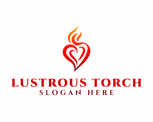 Flaming Heart Torch logo design