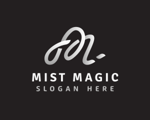 Cursive Signature Letter M logo design