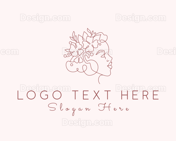 Floral Woman Face Aesthetic Logo