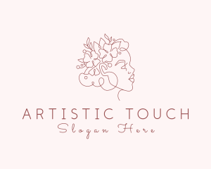 Floral Woman Face Aesthetic logo design