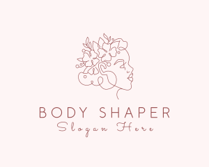 Floral Woman Face Aesthetic logo design