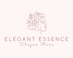 Floral Woman Face Aesthetic logo design