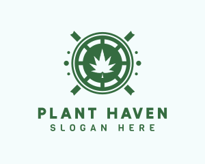 Marijuana Plant Emblem logo design