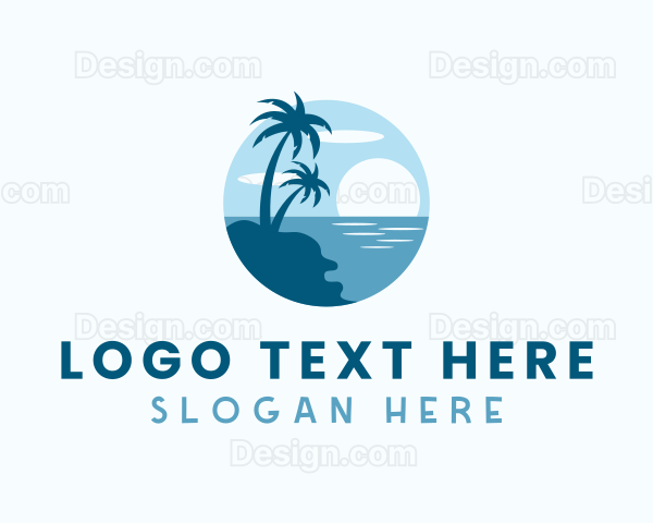 Sun Palm Tree Island Logo