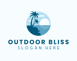 Sun Palm Tree Island logo design