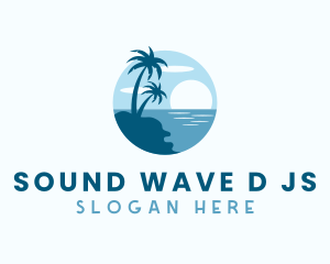 Sun Palm Tree Island logo design