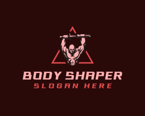 Strong Muscle Swordsman logo design