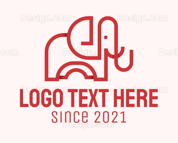 Red Elephant Line Art Logo