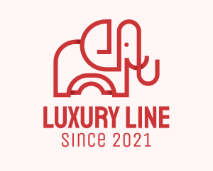 Red Elephant Line Art  logo design