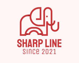 Red Elephant Line Art  logo design