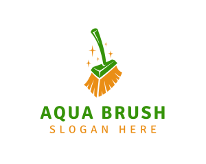 Sparkling Cleaning Broom logo design