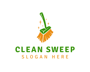 Sparkling Cleaning Broom logo design