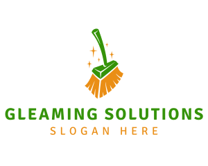 Sparkling Cleaning Broom logo design